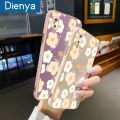 dienya For Samsung Galaxy A02 M02 Case Luxury Plating Soft Casing Print Cartoon Cute Flower Pattern Silicone Square Frame Full Cover Camera Protection Phone Cases. 