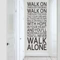 You'll Never Walk Alone Inspirational Quotes Wall Stickers Room Decoration Decals Vinyl Art Liverpool Team Song Lyrics. 