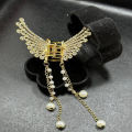 Crystal Pearl Angel Wings Hair Clip with Tassel for Women, Elegant Butterfly Design, Non-Slip, Perfect for Thick Long Hair. 