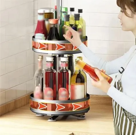 3 Tier Metal Countertop Kitchen Spice Rack Standing Corner Shelf ...