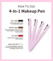 4 In 1 Multi-effect Waterproof Eyeliner Eyebrow Pencil Contour Pen Long Lasting Sweatproof pencil makeup pen for girls, lipstick highlighter brow liner, trendy portable pencil makeup Brow Contour Stencil Eyebrow Stamp Shaping Kit. 