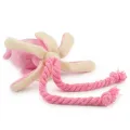 【Footprint】 Cute Squid Small Dog Toy Sound BB Plush Pet Puppy Rope Toys Pink Chew Squeak Toys For Cat. 
