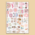 Pink Cute Aesthetic Sticker Sheet - [UNCUT] for Journals Planners Scrapbooking DIY Crafts Mobile Covers Laptops and Girls Notebooks & Art for Kids and Wall Decore. 