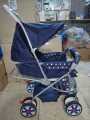 Hi-Tech Baby Stoller Pram - Alloy Foldable Baby Stroller Pram For Newborn Blue color with 8 Rubber Tyres - Comfortable Seat Adjustable Seat Handle Moveable With Eating Tray - Traveling Smart Pram Stoller For Kids. 