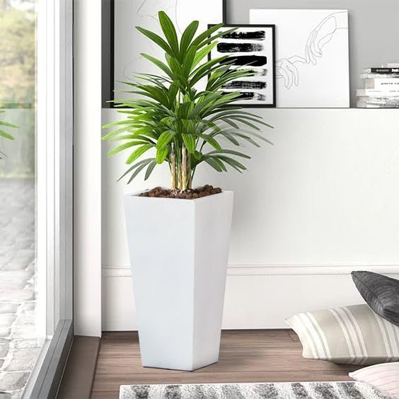 Large Tapered Rectangle Fiberglass Planters Decorative Pots Light Weight, 24 Inch Height, Indoor-Outdoor,  Rectangular shape pot for real and artificial plants