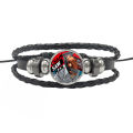 Leather Woven Chainsaw Men Bracelets Adjustable Charm Pochita Bracelet Cord, Metal Accents For Chainsaw Men Fans. 