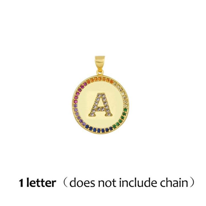 Round Coin Initial Name Necklace For Women Gold 26 Alphabet Jewelry S Rainbow Letter Necklace Collar Iniciales