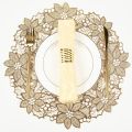 2Pcs / 4Pcs PVC Placemat | Golden Color |Foldable Pads Heat Insulation Solid Color Coaster Cup Hollow Eco-Friendly Placemat Table Mat Kitchen - QS Bedding. 
