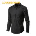 Men Polyester Shirt Men's Formal Business Shirt Slim Fit Plus Size Breathable Office Top Lightweight Men Shirt. 