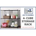 Jsrack Metal Wire Cube Storage 4 Cubes Rack Modular Storage Shelf Closet Black. 