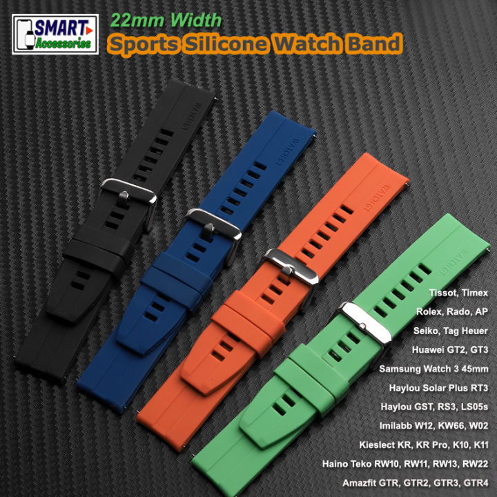 22mm Width Universal GT Sport Silicone Watch Band Strap For Mibro X1 Huawei Watch GT 2, GT 2 Pro, Galaxy Watch 3 45mm And All Other 22mm Supported Watches