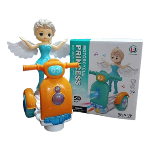 Electric Scooty Motorcycle Princess Toy Balance Bike 5D with Lights & Sound Spin Up