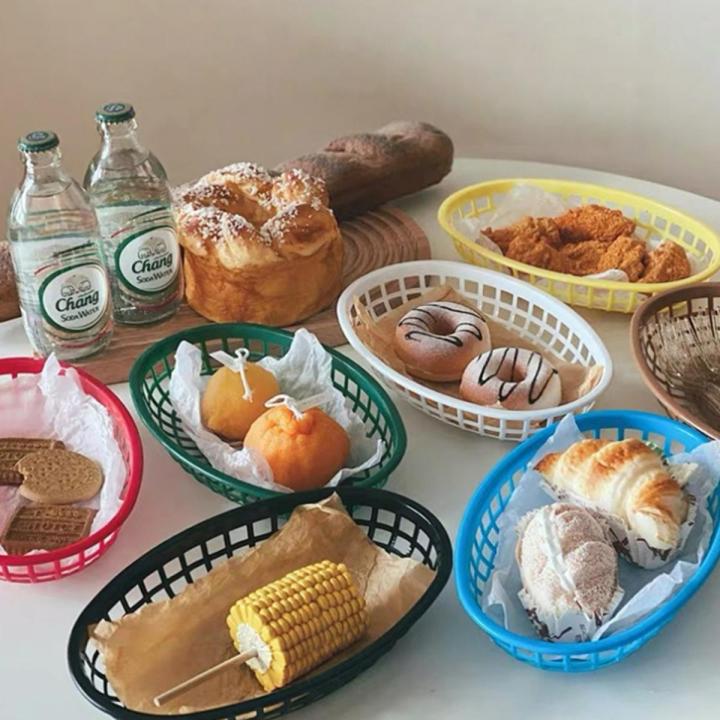 Plastic Fruit Basket multicolor storage basket For Fries Hot Dog Cake Hamburger Basket Storage Kitchen Tools