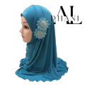 ALDHANI-Muslim kids Hijab Scarf with Flower Appliques Islamic Kids scarf Head Wrap Shawls Elastic Kid Burqa for 2-8 Years Old. 
