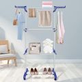 CT/4 Tier Cloth Drying Hanger/Clothes Drying Rack, Stainless Steel Oversized 4-Tier Collapsible Rolling Drying Rack Clothing Folding Laundry Drying Rack Stand Indoor/Outdoor with Side Wings and Casters. 