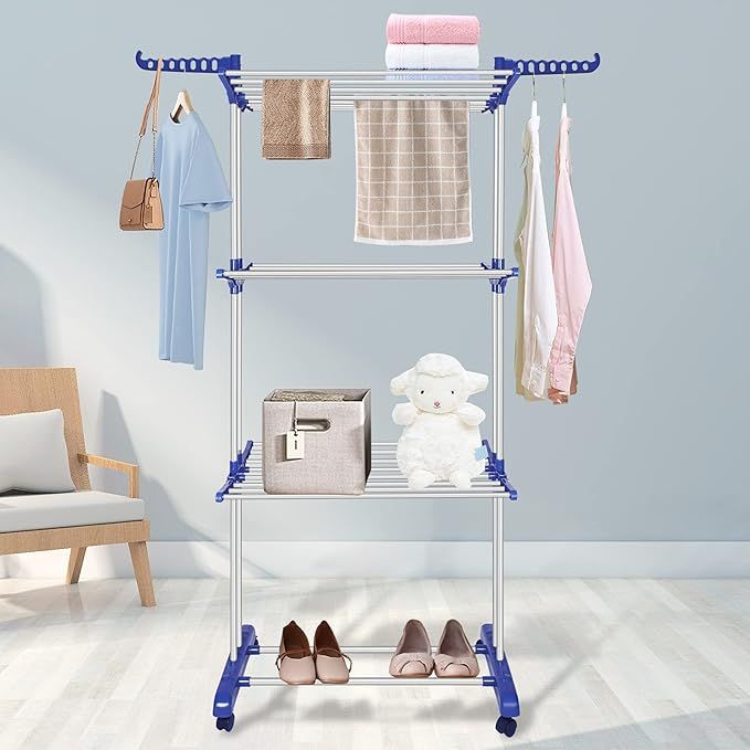 CT/4%20Tier%20Cloth%20Drying%20Hanger/Clothes%20Drying%20Rack,%20Stainless%20Steel%20Oversized%204-Tier%20Collapsible%20Rolling%20Drying%20Rack%20Clothing%20Folding%20Laundry%20Drying%20Rack%20Stand%20Indoor/Outdoor%20with%20Side%20Wings%20and%20Casters%20-%20Image%205