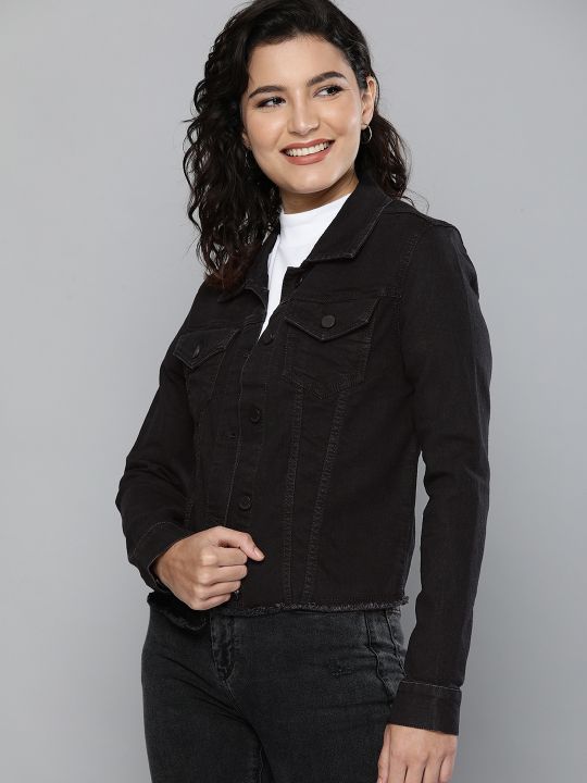 HB%20%20%20HERE%20NOW%20Women%20Black%20Solid%20Denim%20Jacket%20-%20Image%205