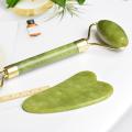Original Natural Jade Facial Roller and Gua Sha Stone Set，Beauty Cosmetic Facial Skin Roller Massager Tool for Facial Massage, Face Lift, Anti-Wrinkles-Green. 
