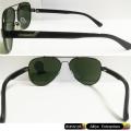 Pilot, Sunglasses for Men and Women, Aviation Military Style Aviator Glasses with 100% UV400 Protection and Glasses Case, Black Frame Green Lense. 