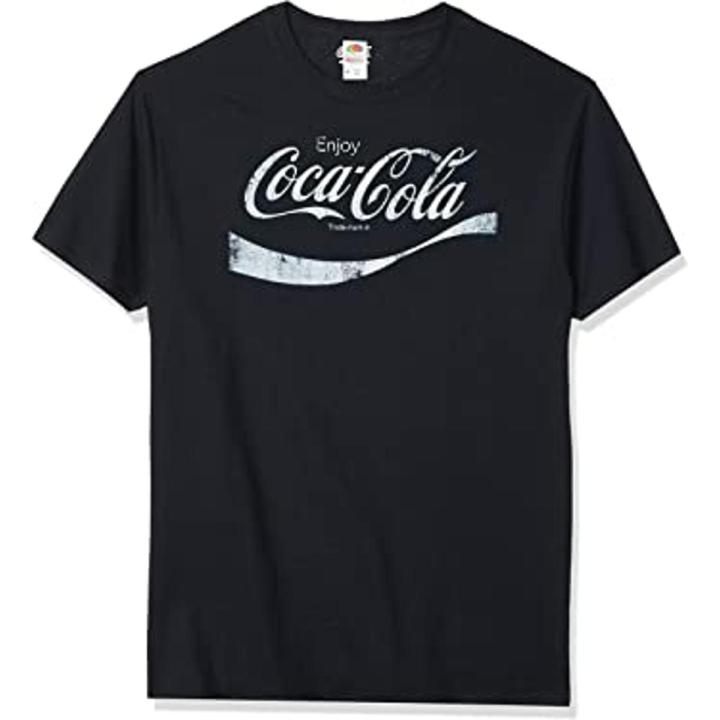 Brandino-BLACK Coca-Cola Cotton Printed T-Shirt for Mens
