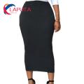 Lady Winter Skirt Solid Color Mid-calf Length Sheath Skirt. 