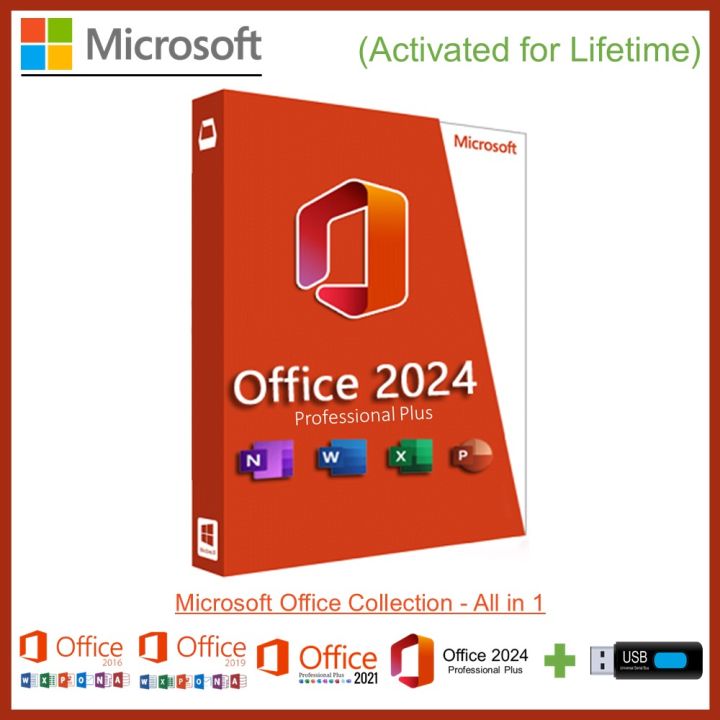 All Microsoft Office Collection (Windows & Mac) 2016/19/21/24 Professional Plus 2409 Build 18014 Latest (Office suite 2024 and Office LTSC with Tools - 64bit Only ) + 16GB USB --- (2 in 1)