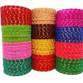 Fancy Women Classic UNBREAKABLE Valvet Glass Bangles 10 Colors set Best for Gift for Girls. 