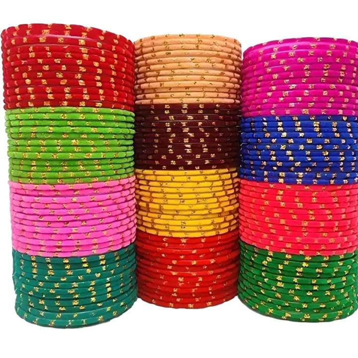 Fancy Women Classic UNBREAKABLE Valvet Glass Bangles 10 Colors set Best for Gift for Girls
