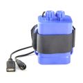 6 Section 18650 Waterproof Battery Case 5V USB / 8.4V DC Dual-Blue. 