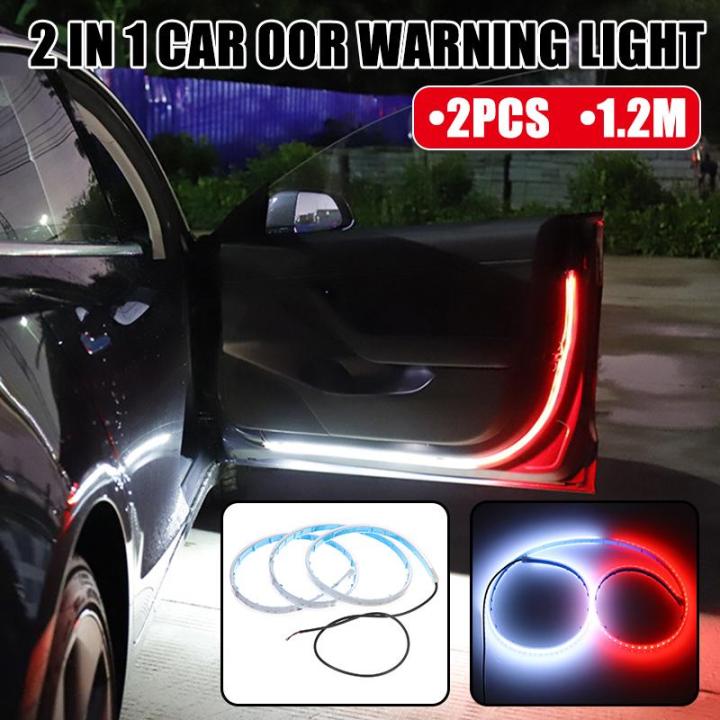 Universal Car Door Opening Warning Lights LED Dynamic Car Door Warning Light Strip 1.2M Waterproof Interior Atmosphere Lights 2 Pcs