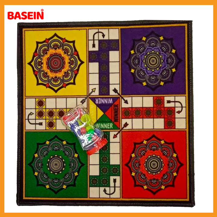 Ludo Game Board Matt Foldable and Washable Worldwide Jumbo Ludo Game Ludo Game Ludo Carpet Large Size 2x2 Ft with large Gotte Set