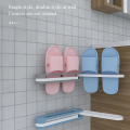 Bathroom Accessories 3 in 1 Wall Mounted Foldable Shoe Holder Slippers Rack - Plastic - 1 Pc. 