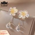 Carat Dangle Earrings Elegant Transparent Flower Dangling Earrings. 