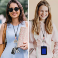 1 Piece Rainbow Lanyards Cute ID Holder with Lanyard Silicone Beaded Breakaway Lanyard for Id Card and Keys,. 