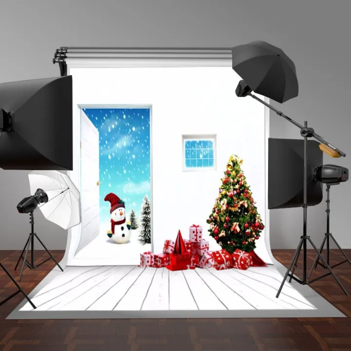 7x5ft%20Christmas%20Tree%20Snowman%20Photography%20Backdrop%20Studio%20Background%20Photoprop%20-%20Image%203