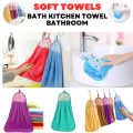 Soft Plush Hanging Towel - Absorbent Hand Towel for Bath, Kitchen, and Bathroom - Random Color. 