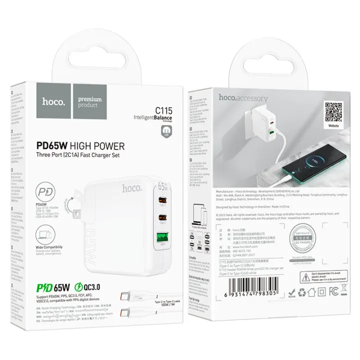 hoco%20Premium%20C115%20Header%20GaN%20Charger%203%20Ports%20PD%2065W%20Power%20Delivery%20Quick%20Charge%20QC3.0%20Fast%20Charging%20Adapter%20Station%20Multi%20Interface%20Wall%20Charger%20Block%20For%20Laptops%20Desktops%20Workstations%20Tablets%20Smart%20Devices%20Electronics%20Accessories%20-%20Image%205