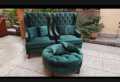 2 Modern Sofa Chair Tufling Designe Two Seater Fabric Green Velvet With Free 2 Cousion Colour {{Special Offer Available }}. 