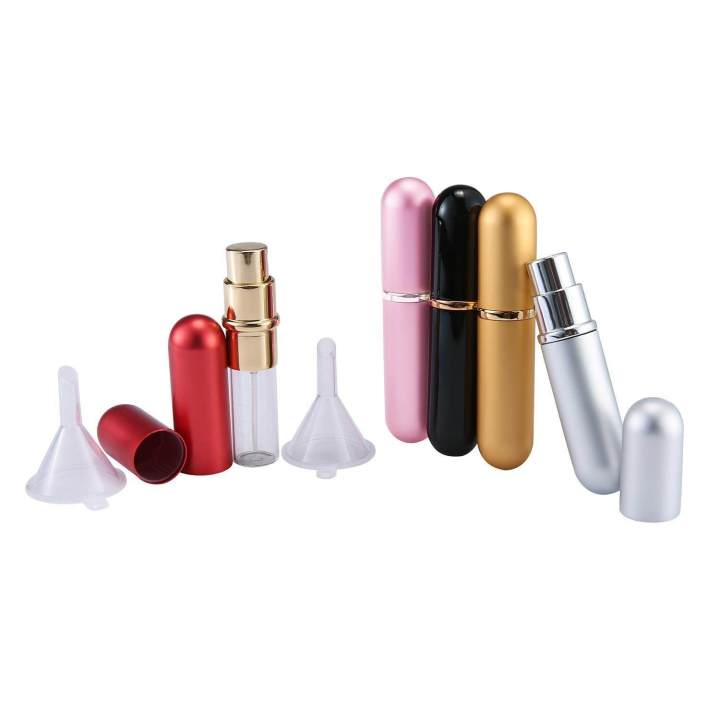 5pcs 6ml Portable Mini Refillable Perfume Atomizer Empty Spray Bottles Cosmetic Container With 2pcs Funnels Filler For Travel