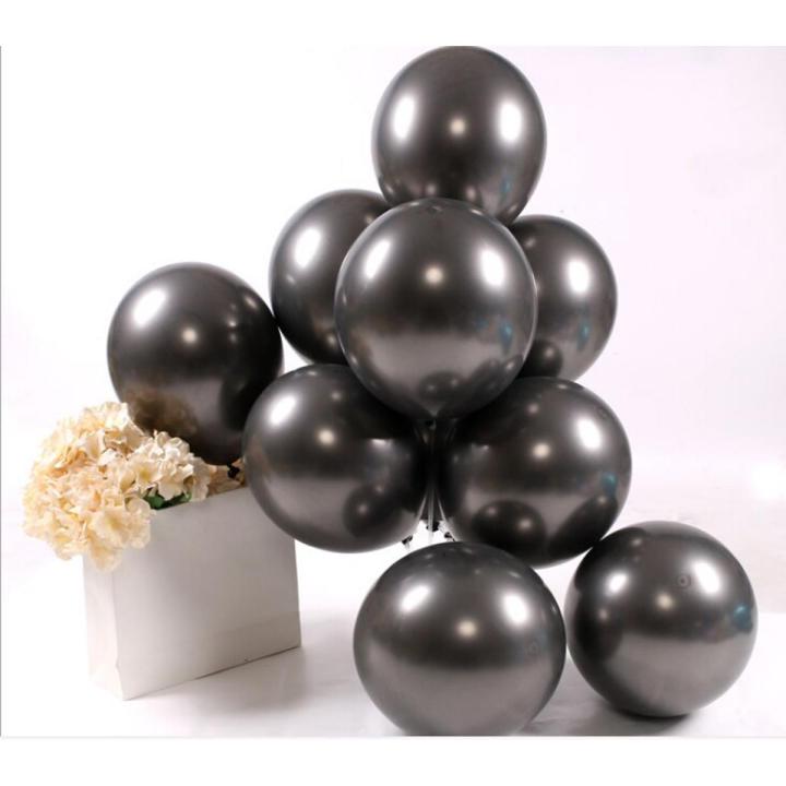 50pcs 10 inch Original Shiny Black Chrome Balloons Genuine Solid Metallic Balloon Black Balloon Party Balloons High Quality Latex Balloon  Birthday Party Decoration, Wedding helium balloon