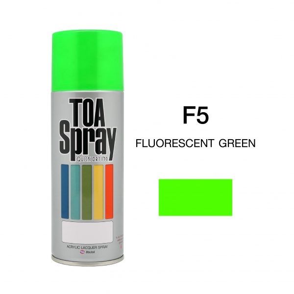 TOA Acrylic Lacquer Spray Paints Fluorescent Green 400ml For All Purposes Quick dry - Color long lasting - High gloss