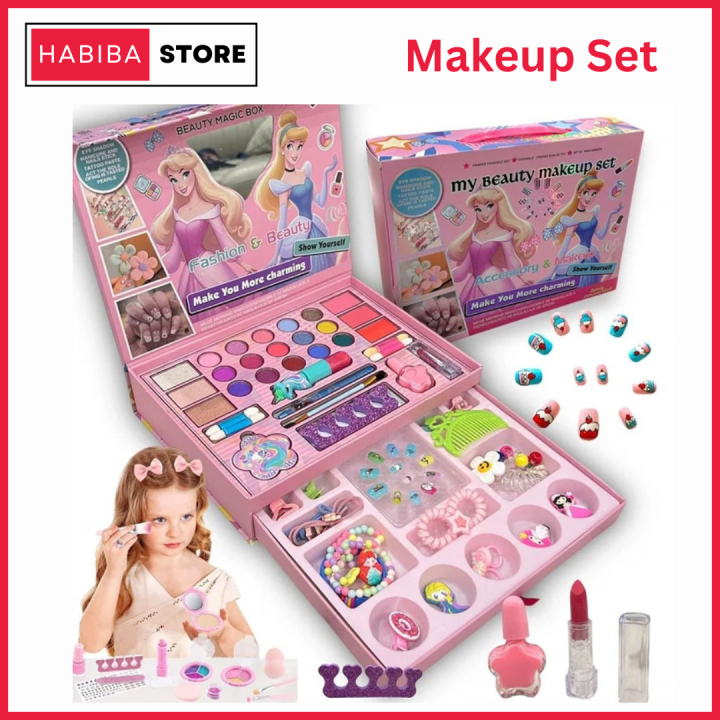 My Beauty Makeup Set for Kids - Pretend Play Cosmetic Kit Best High Quality Makeup Series Toy Gift for Girls, Unicorn Safety Cosmetics Box