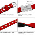 Custom Personalized Cat Small Dog Collar with Name Print Soft Suede Leather Fish/Bone/Suqare ID Tag Free Engraving Gold Bell. 
