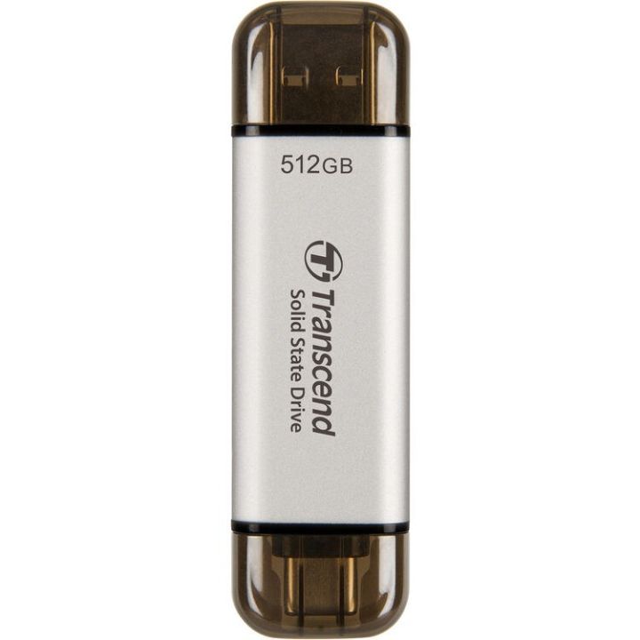 Transcend ESD310S 512GB Portable SSD Dual USB 10GBps Type-A / Type-C Silver TS512GESD310S