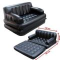 5 in 1 Inflatable Three Seater Queen Size Sofa Cum Bed Air Folding Bed Couch Blow up Mattress with Electronic Pump Portable Sofa (188x152x64 cm, Black) (Inflatable Sofa) (A1). 