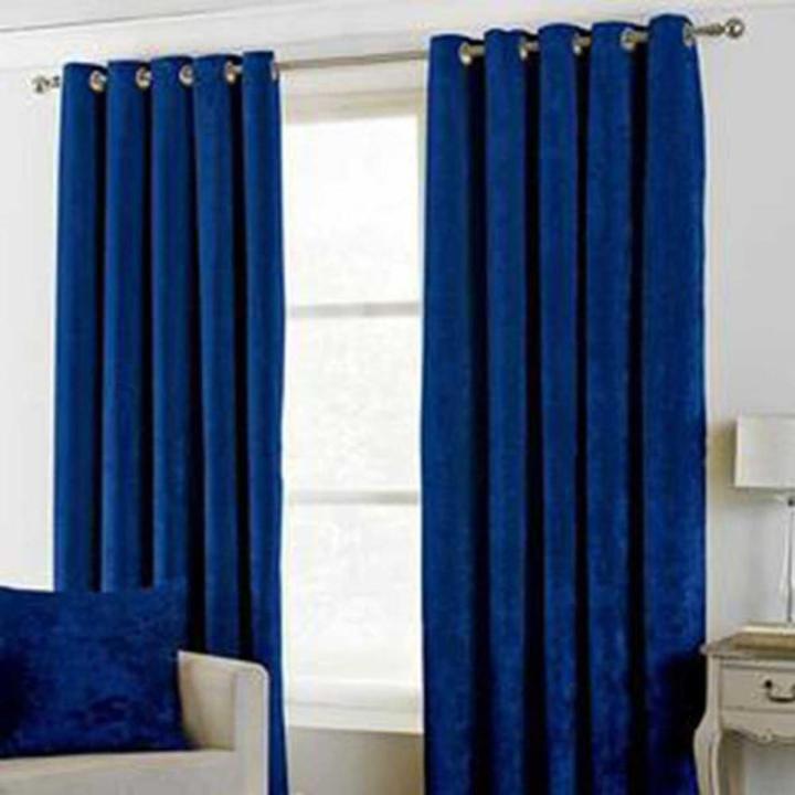 Luxury Plain Velvet Curtain - royal  Blue