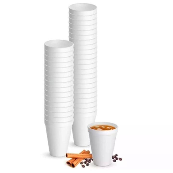 Pack of 50 Disposable Cups Styrofoam Tea & Drink Cups