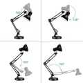 White Colour Adjustable Aesthetic Study Table Desk Lamp  2ft Flexible Metal Swing Arm 360 rotation E27 eye protection Decoration Simple Modern Ornaments Creative Bedroom Bedside Study Office Bedroom Reading Lamp with Heave Base. 