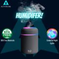 AZTHRONE 300ml Electric Air Humidifier Aroma Oil Diffuser Car Home Air Humidifer USB Cool Mist Sprayer with Colorful Night Light for Home Car. 