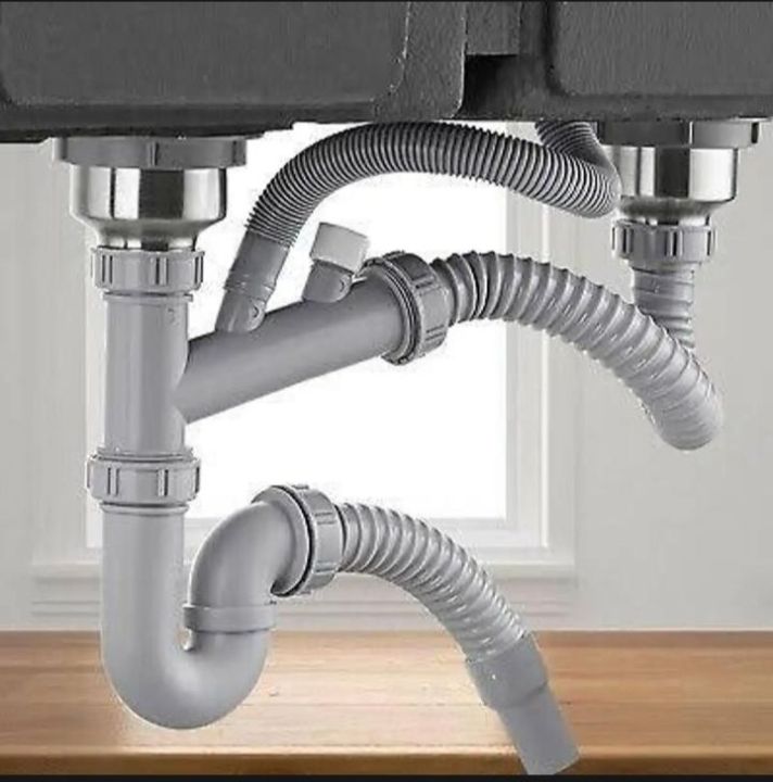 Sink waste Double bowl kitchen pipe kit fitting complete